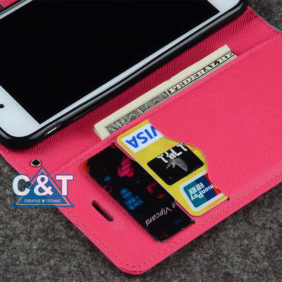 Λεπτό δέρμα Iphone 6 συν την προστατευτική περίπτωση, κάτοχος πιστωτικών καρτών βιβλίων στάσεων πορτοφολιών